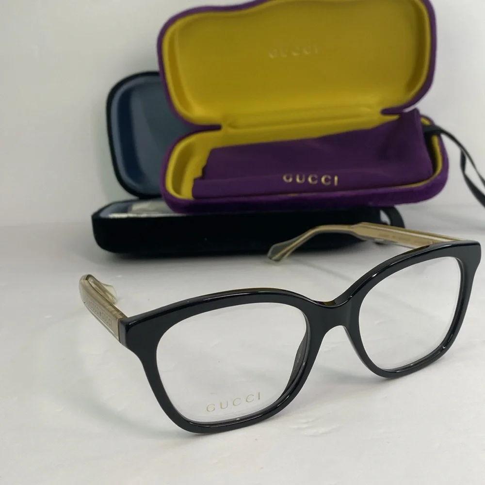 Gucci Seasonal-Icon GG0566O 001 Eyeglasses unisex Black/Crystal 52-18-140mm